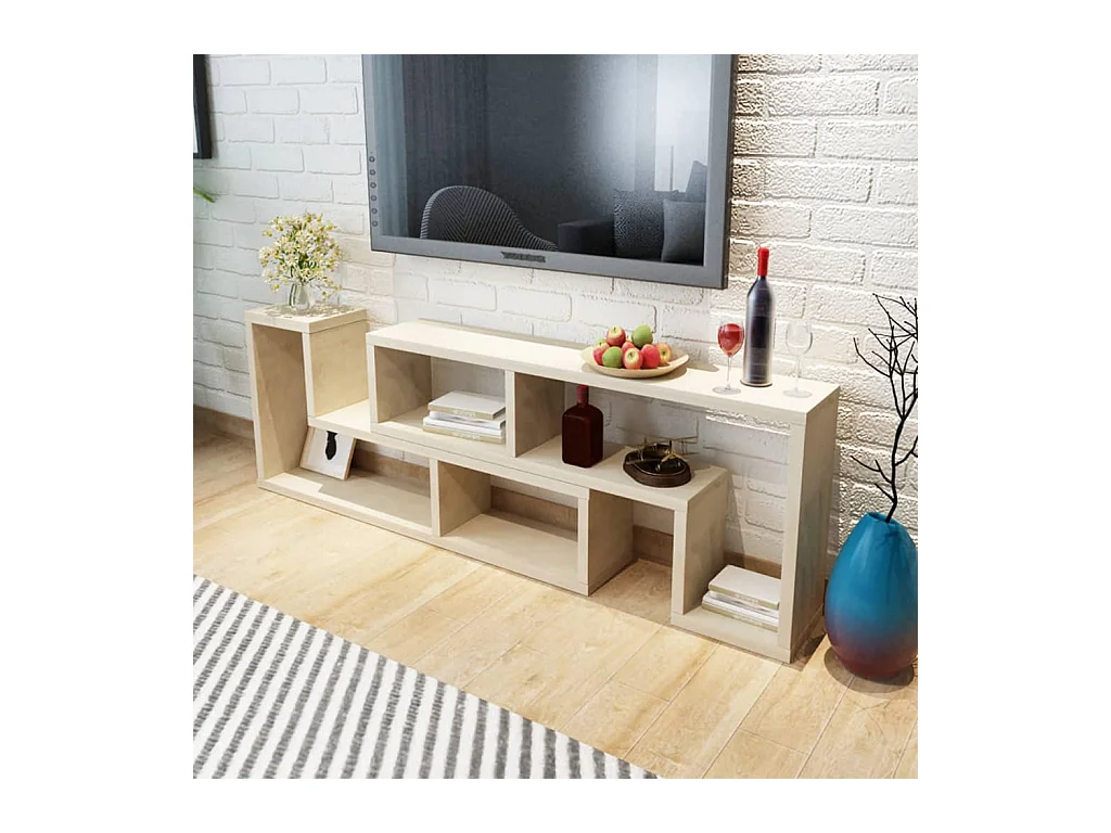 Meuble TV Chêne sonoma double en forme de L Chêne, Meuble TV LWW43347