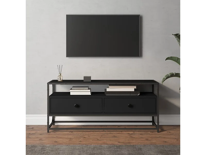 Móvel de TV 100x35x45 cm derivados de madeira preto PT380161