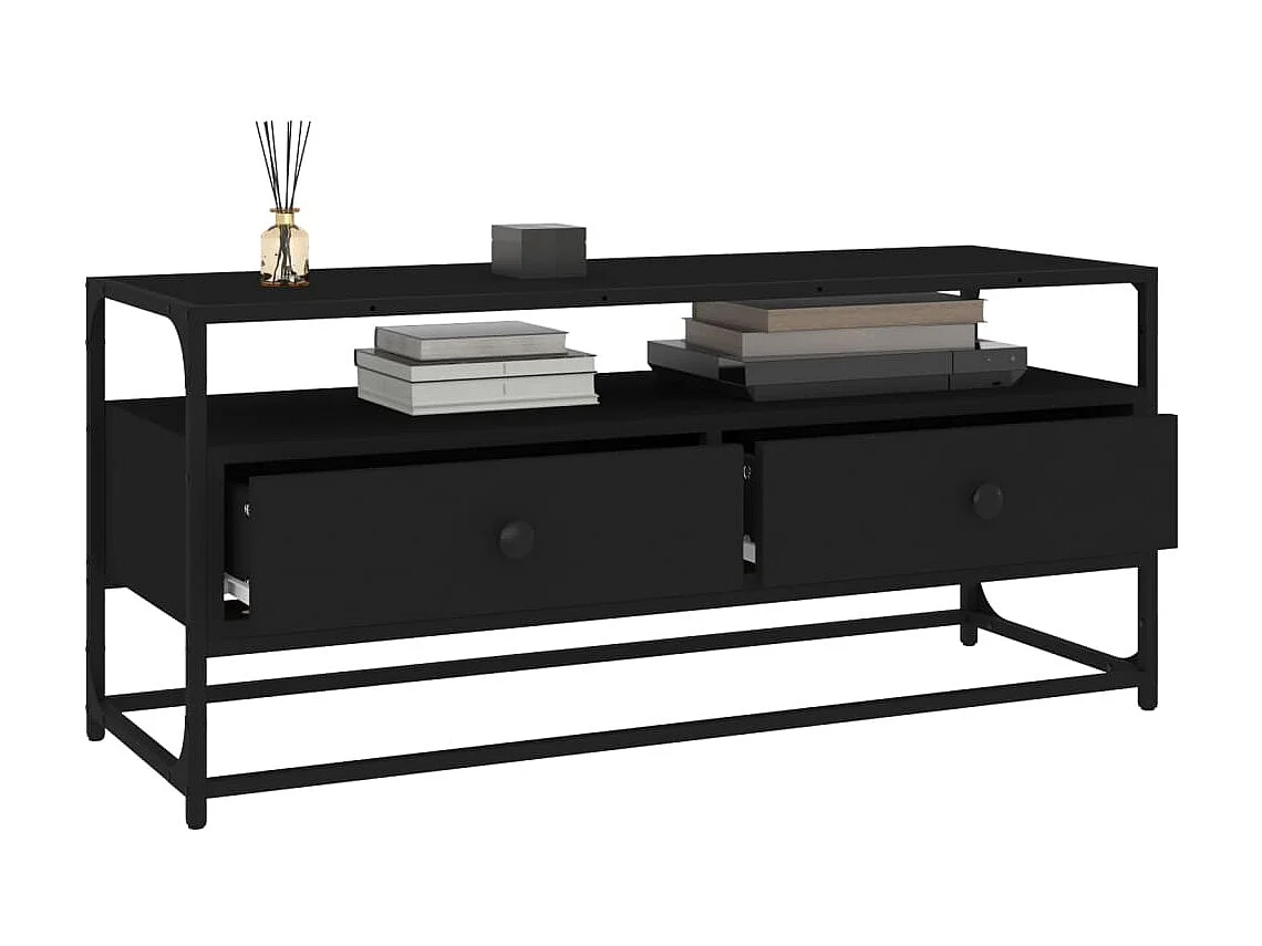 Meuble TV noir 100x35x45 cm bois d'ingénierie BE47807