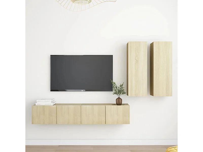 Juego de Muebles para TV 4 piezas roble Sonoma ES21466