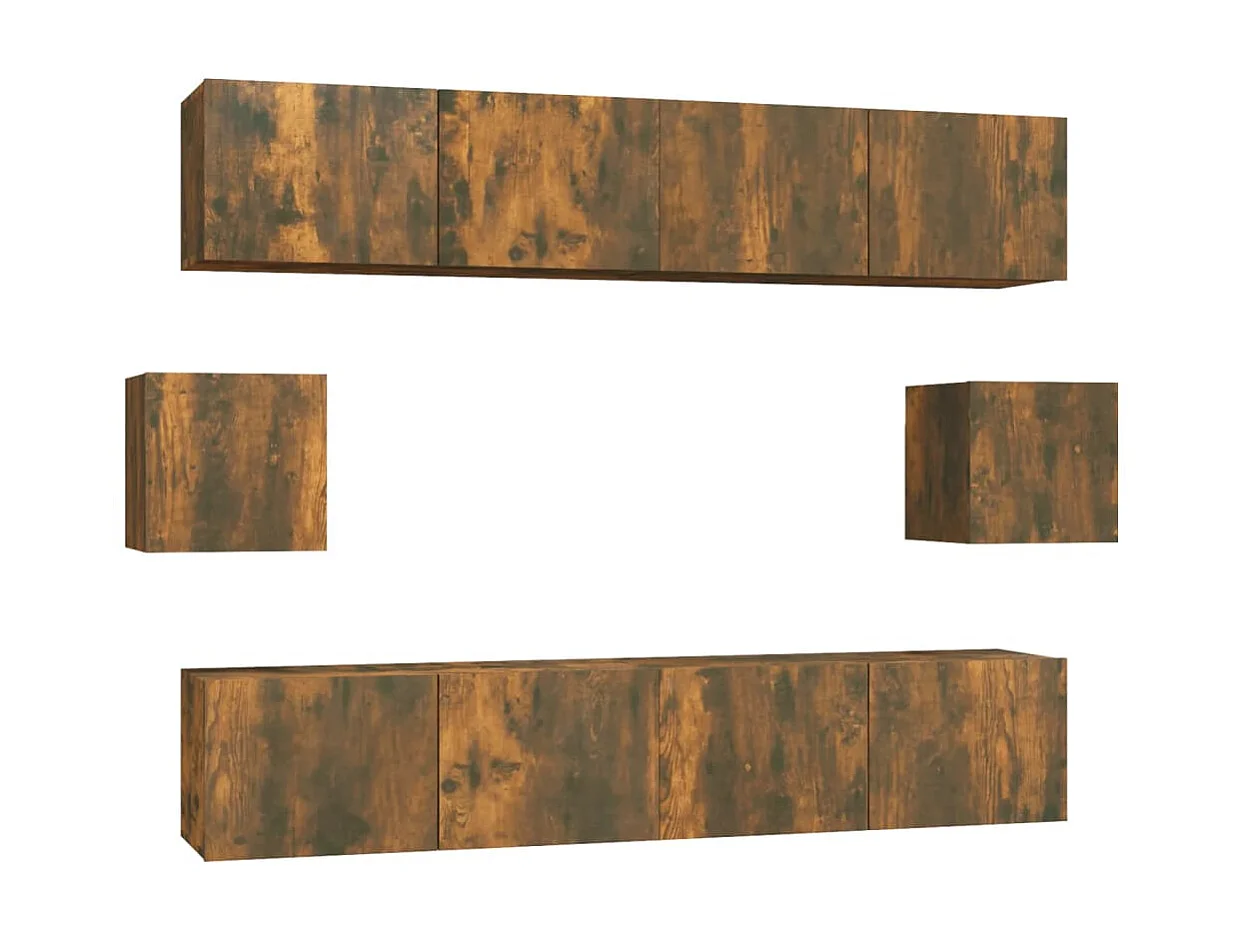 Ensemble de meubles TV 6 pcs Chêne fumé Bois d'ingénierie BE31630