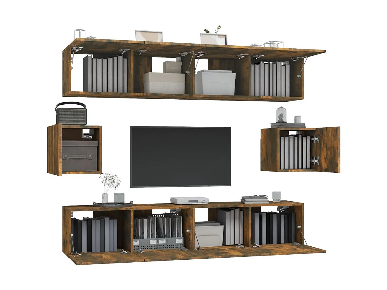 Ensemble de meubles TV 6 pcs Chêne fumé Bois d'ingénierie BE31630