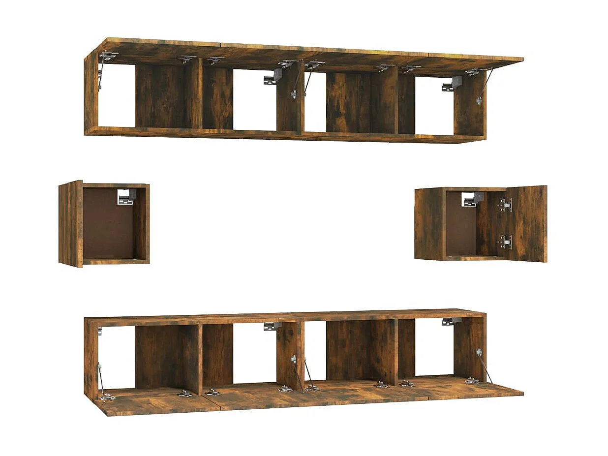 Ensemble de meubles TV 6 pcs Chêne fumé Bois d'ingénierie BE31630