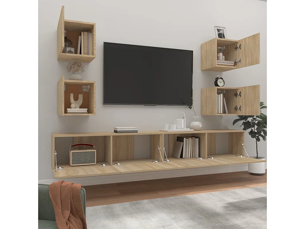 Ensemble de meubles TV 6 pcs Chêne sonoma Bois d'ingénierie BE77811