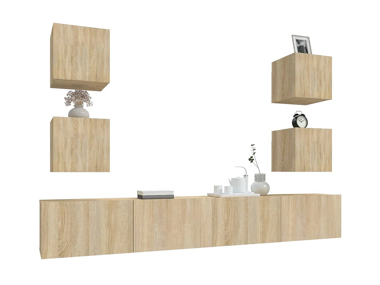 Ensemble de meubles TV 6 pcs Chêne sonoma Bois d'ingénierie BE77811