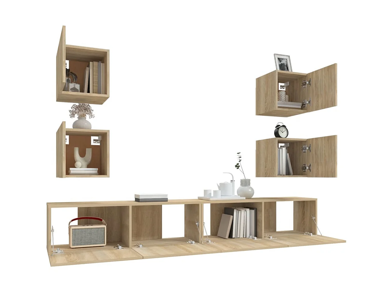 Ensemble de meubles TV 6 pcs Chêne sonoma Bois d'ingénierie BE77811