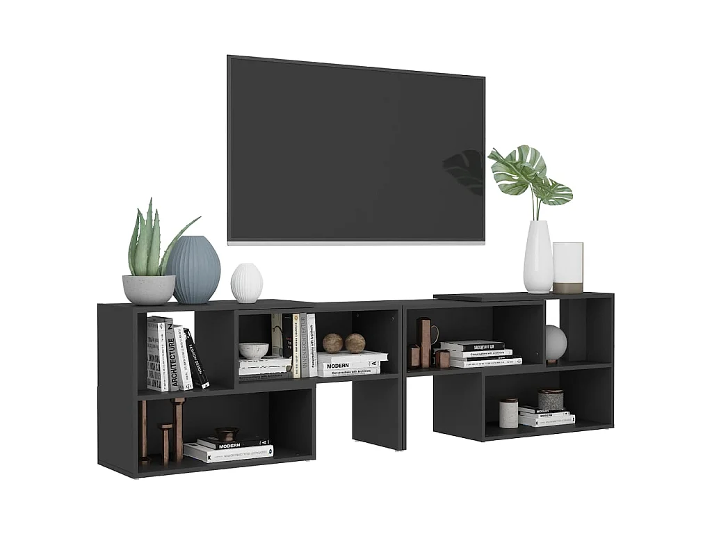 Tv-meubel 149x30x52 cm bewerkt hout grijs NL856985