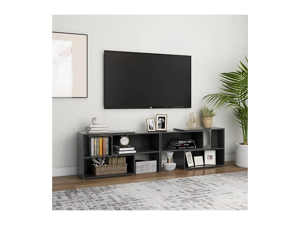 Tv-meubel 149x30x52 cm bewerkt hout grijs NL856985