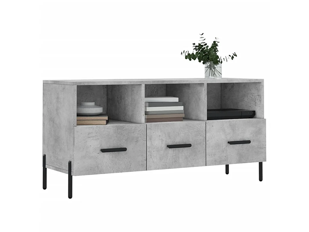 Meuble TV BEis béton 102x36x50 cm bois d'ingénierie BE85778