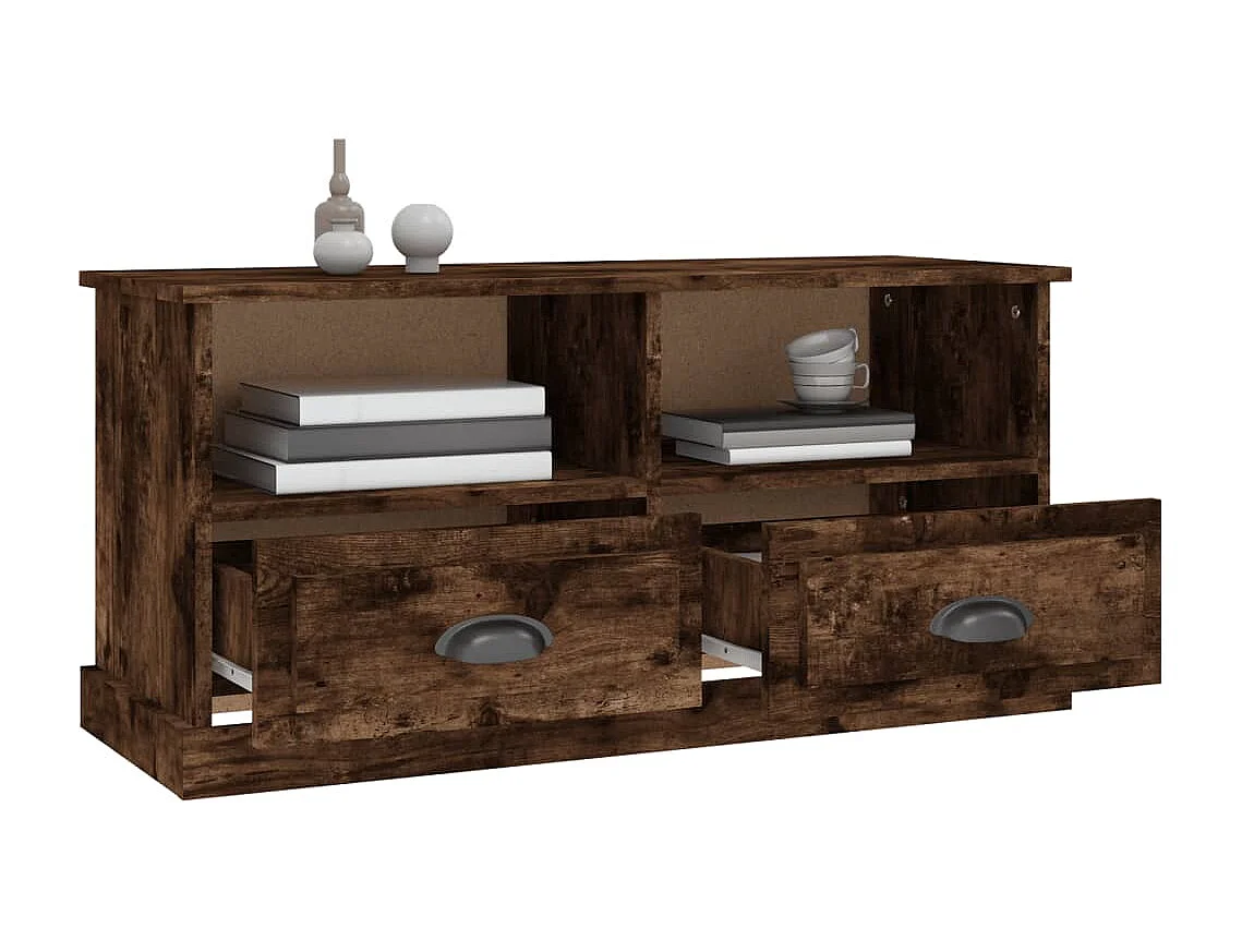Meuble TV chêne fumé 93x35,5x45 cm bois d'ingénierie BE98856