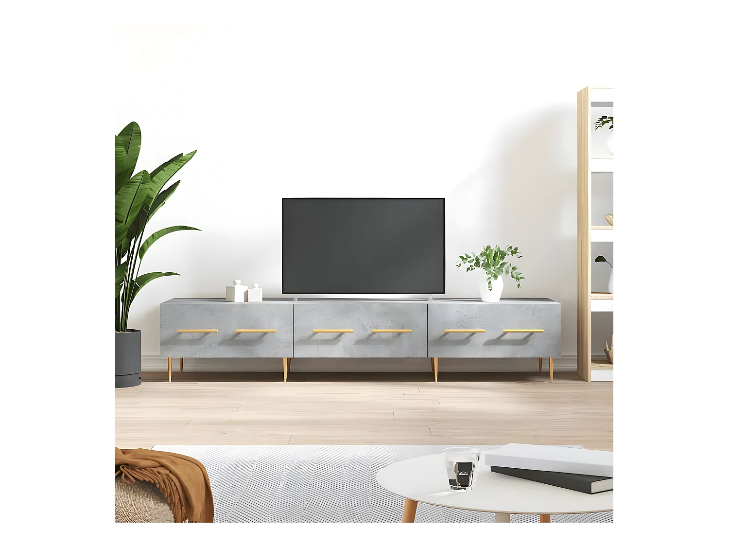 Tv-meubel 150x36x30 cm bewerkt hout betongrijs NL193481
