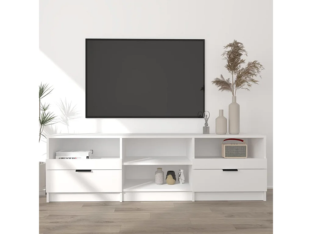 Meuble TV Blanc 150x33,5x45 cm Bois d'ingénierie BE43606