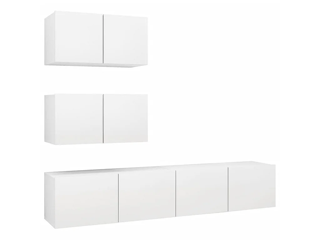 Meubles TV 4 pcs Blanc Aggloméré BE43549