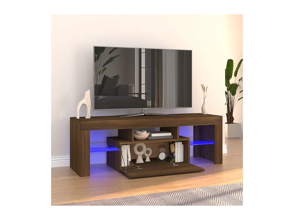 Meuble TV avec lumières LED chêne marron 120x35x40 cm BE62145