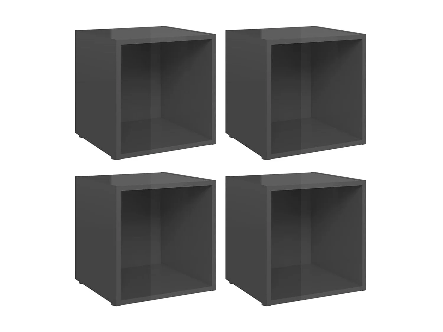 4 pcs Meubles TV Gris brillant 37x35x37 cm Aggloméré BE73129