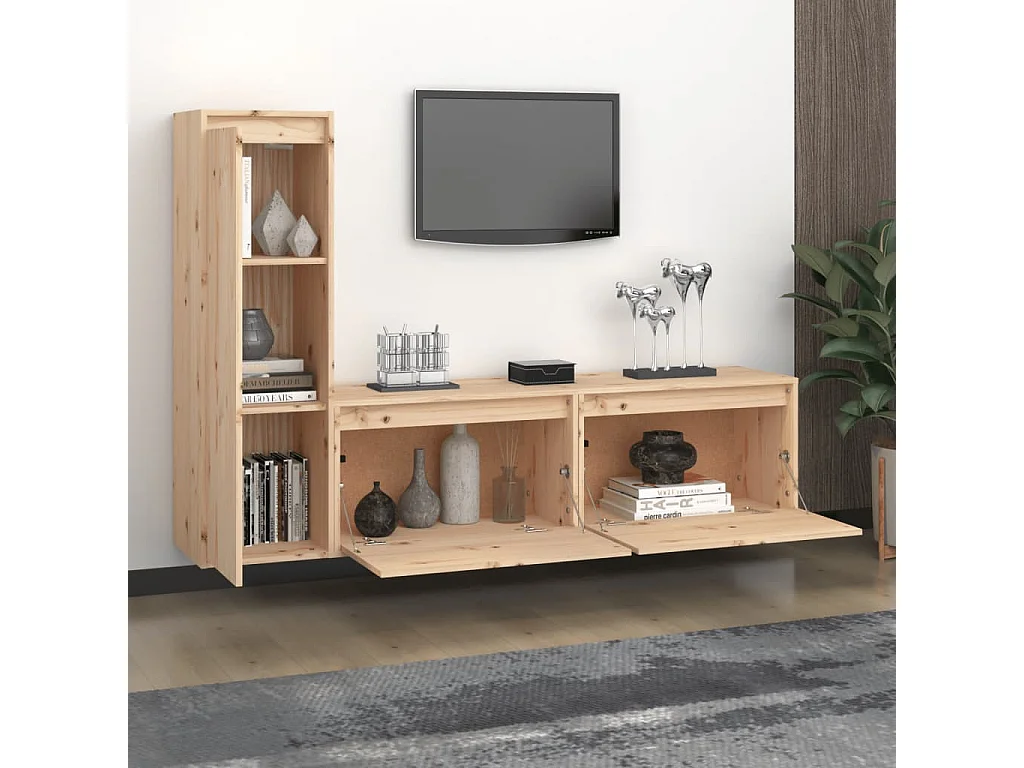 3 Stk.TV-Schränke,TV-Möbel Massivholz Kiefer -gkd737640