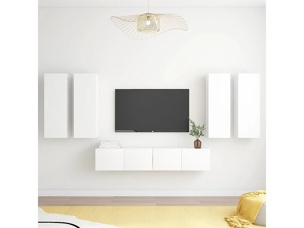 6-delige Tv-meubelset bewerkt hout wit NL356913