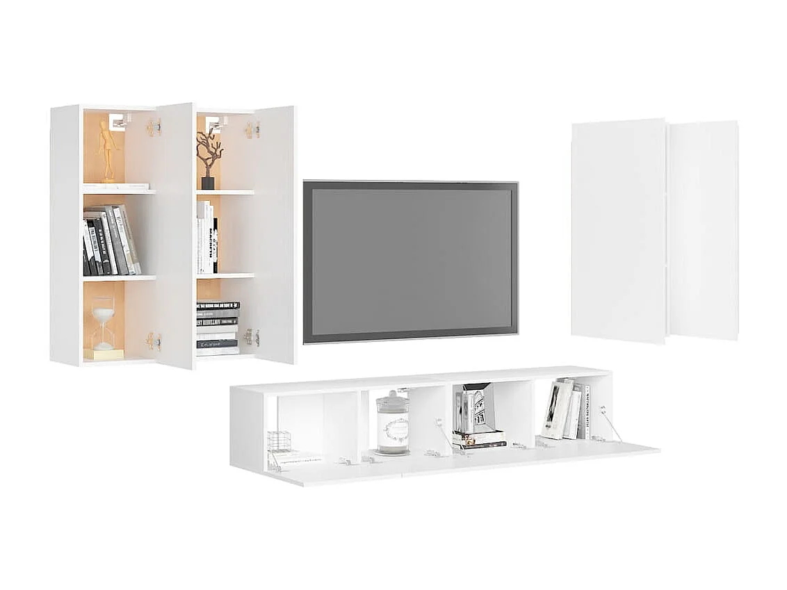 6-delige Tv-meubelset bewerkt hout wit NL356913