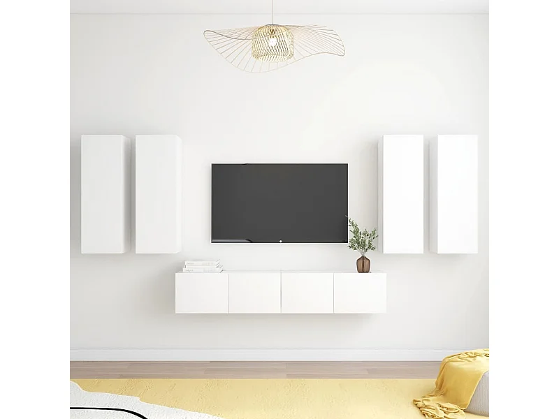 6-delige Tv-meubelset bewerkt hout wit NL356913