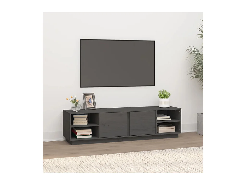 Meuble TV Gris 156x40x40 cm Bois de pin massif BE66798