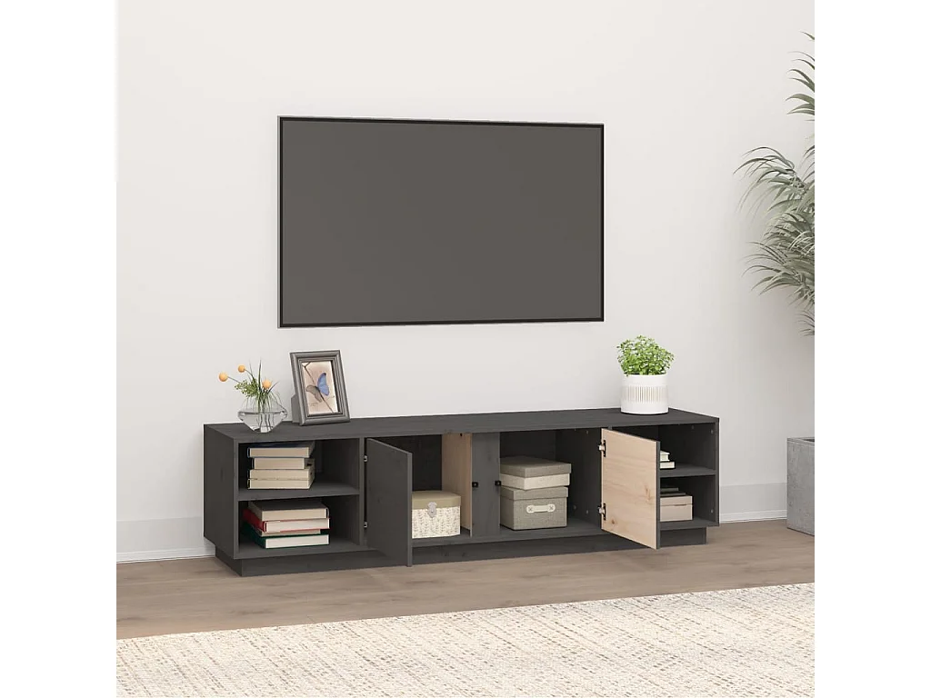 Meuble TV Gris 156x40x40 cm Bois de pin massif BE66798