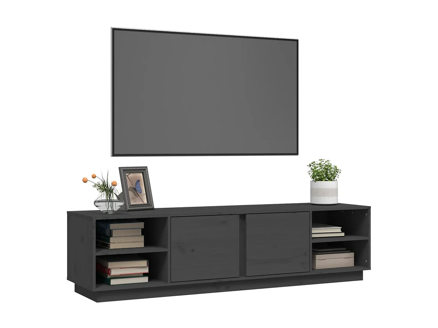 Meuble TV Gris 156x40x40 cm Bois de pin massif BE66798