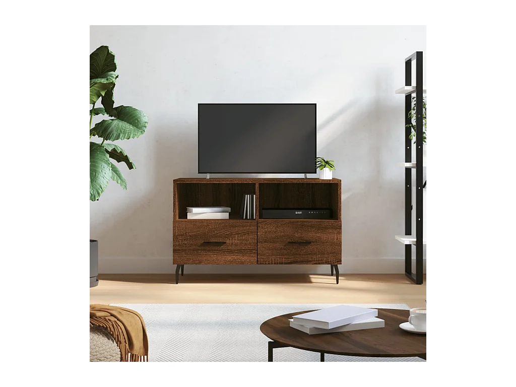 Meuble TV Chêne marron 80x36x50 cm Bois d'ingénierie BE81255