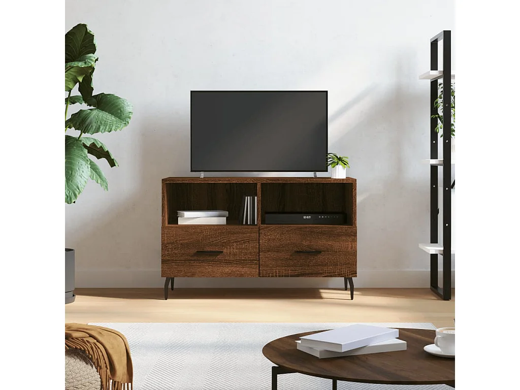 Meuble TV Chêne marron 80x36x50 cm Bois d'ingénierie BE81255