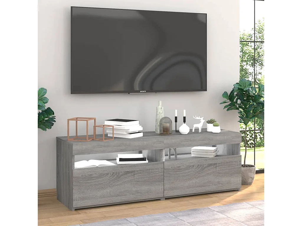 2 Stk.TV-Schränke,TV-Möbel mit LED-Leuchten Grau Sonoma 60x35x40 cm -gkd324650