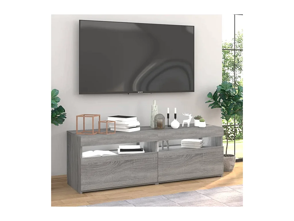 Meubles TV 2 pcs avec lumières LED Sonoma BEis 60x35x40 cm BE39788