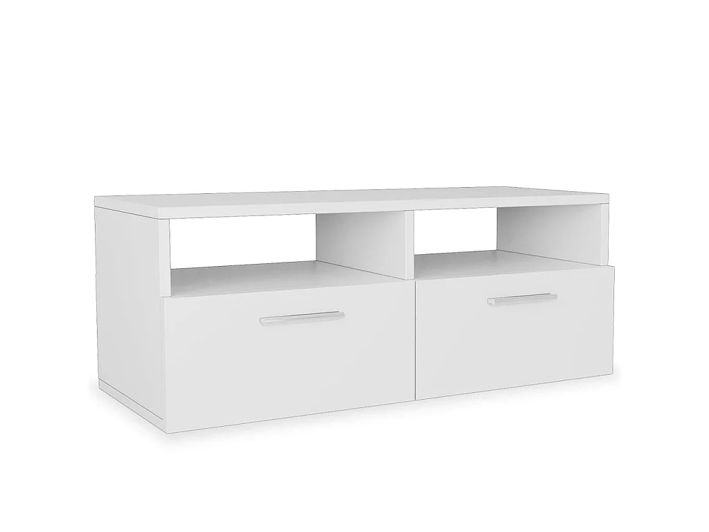 Meuble TV Bois d’ingénierie 95x35x36 cm Blanc BE89545