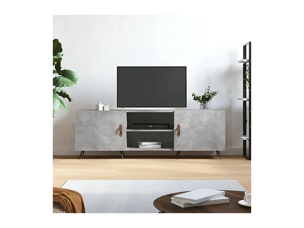 Meuble TV BEis béton 150x30x50 cm bois d'ingénierie BE40554