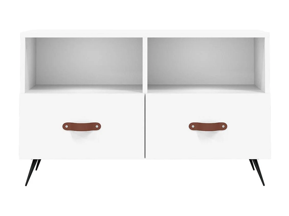 Meuble TV Blanc 80x36x50 cm Bois d'ingénierie BE89874