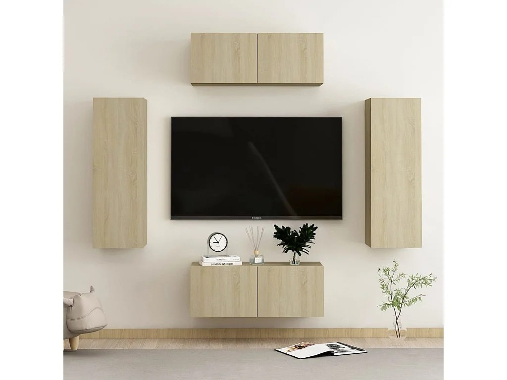 Ensemble de meubles TV 4 pcs Chêne sonoma Bois d'ingénierie BE17858