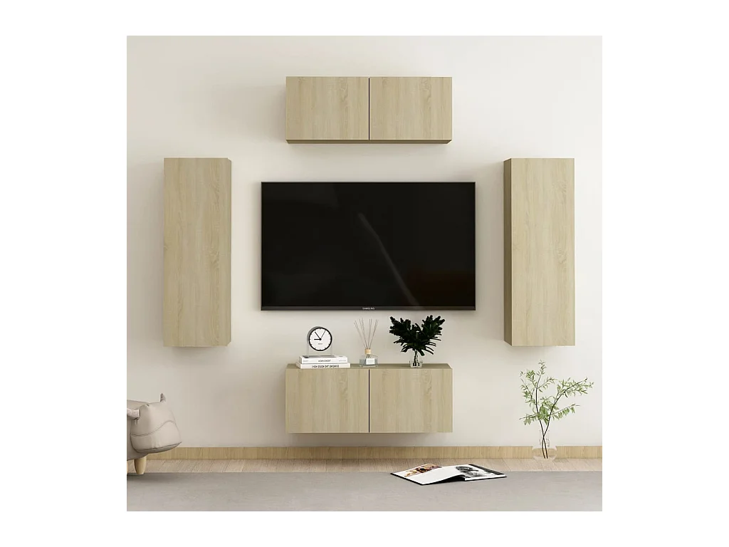 Ensemble de meubles TV 4 pcs Chêne sonoma Bois d'ingénierie BE17858