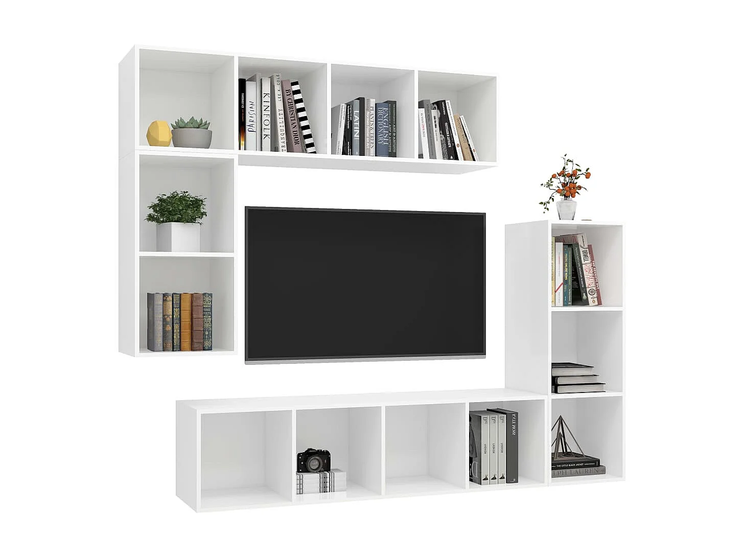 Set de muebles para TV 4 piezas madera contrachapada blanco ES49241