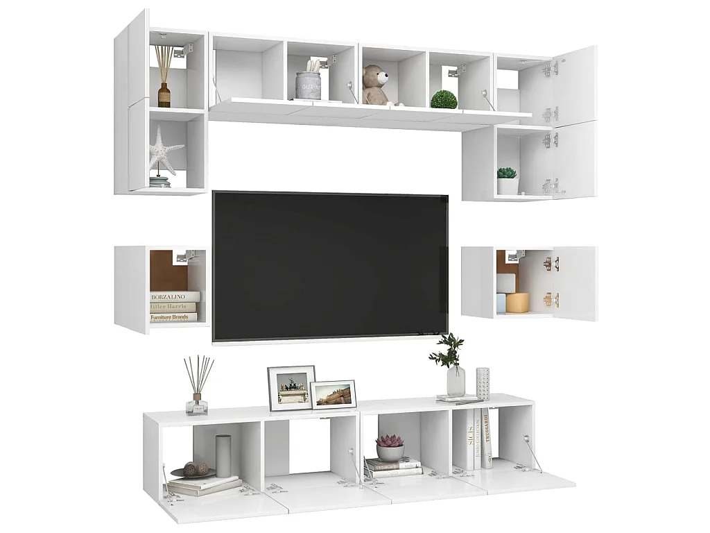 8-delige Tv-meubelset bewerkt hout wit NL718902