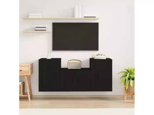 Kauf Unique 3-tlg. TV-Schrank-Set,TV-Möbel Schwarz Holzwerkstoff -gkd341843