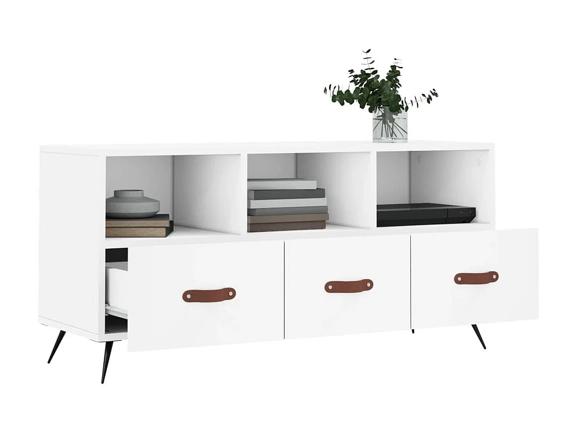 Meuble TV blanc 102x36x50 cm bois d'ingénierie BE84298