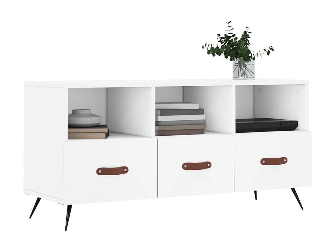 Meuble TV blanc 102x36x50 cm bois d'ingénierie BE84298