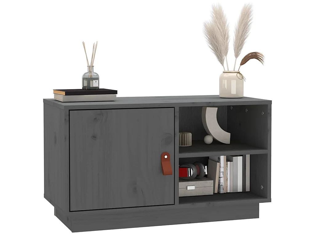 Meuble TV Gris 70x34x40 cm Bois de pin massif BE61844