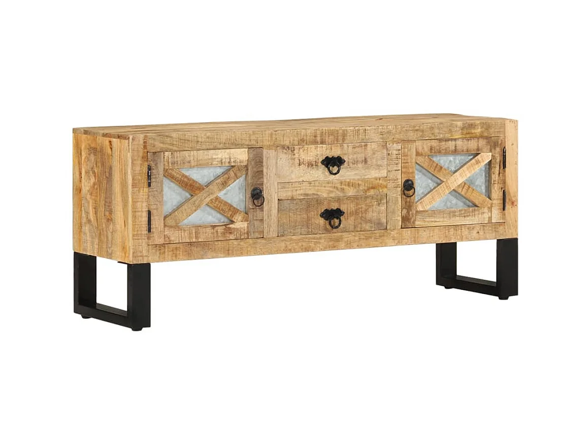 Meuble TV 110x30x45 cm Bois de manguier brut BE21794