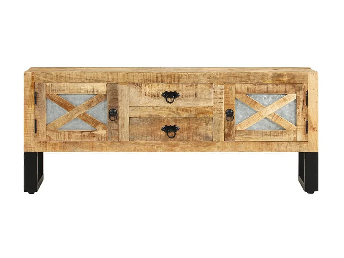 Meuble TV 110x30x45 cm Bois de manguier brut BE21794
