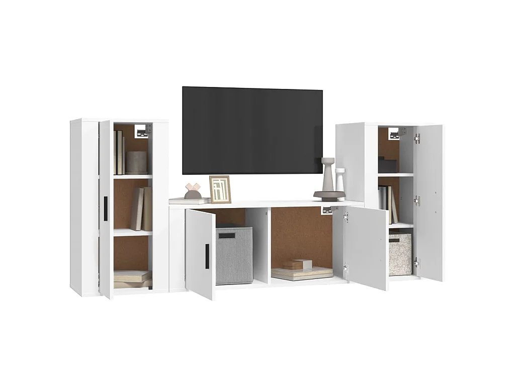 Meubles TV 3 pcs Blanc Bois d'ingénierie BE38962