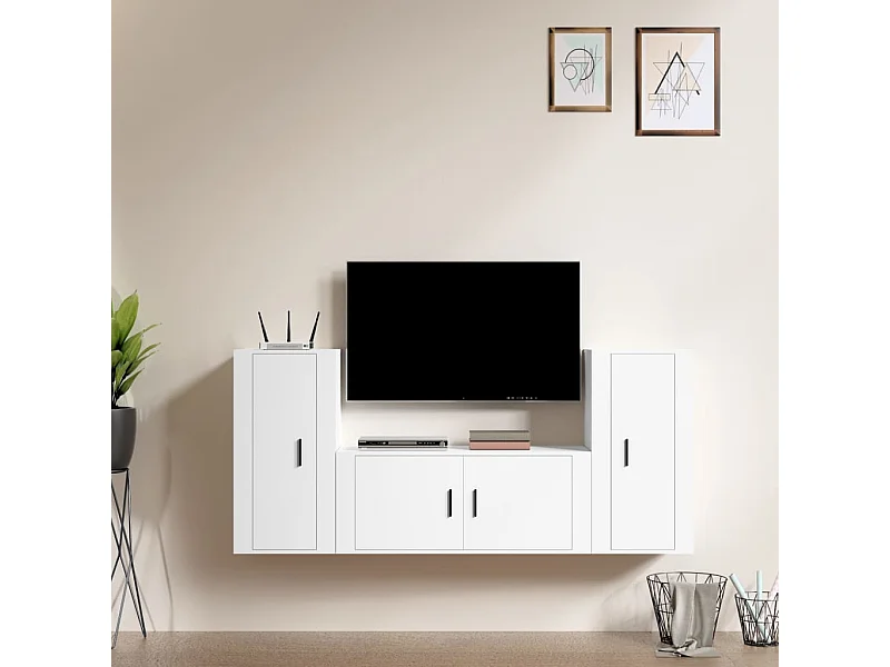 Meubles TV 3 pcs Blanc Bois d'ingénierie BE38962
