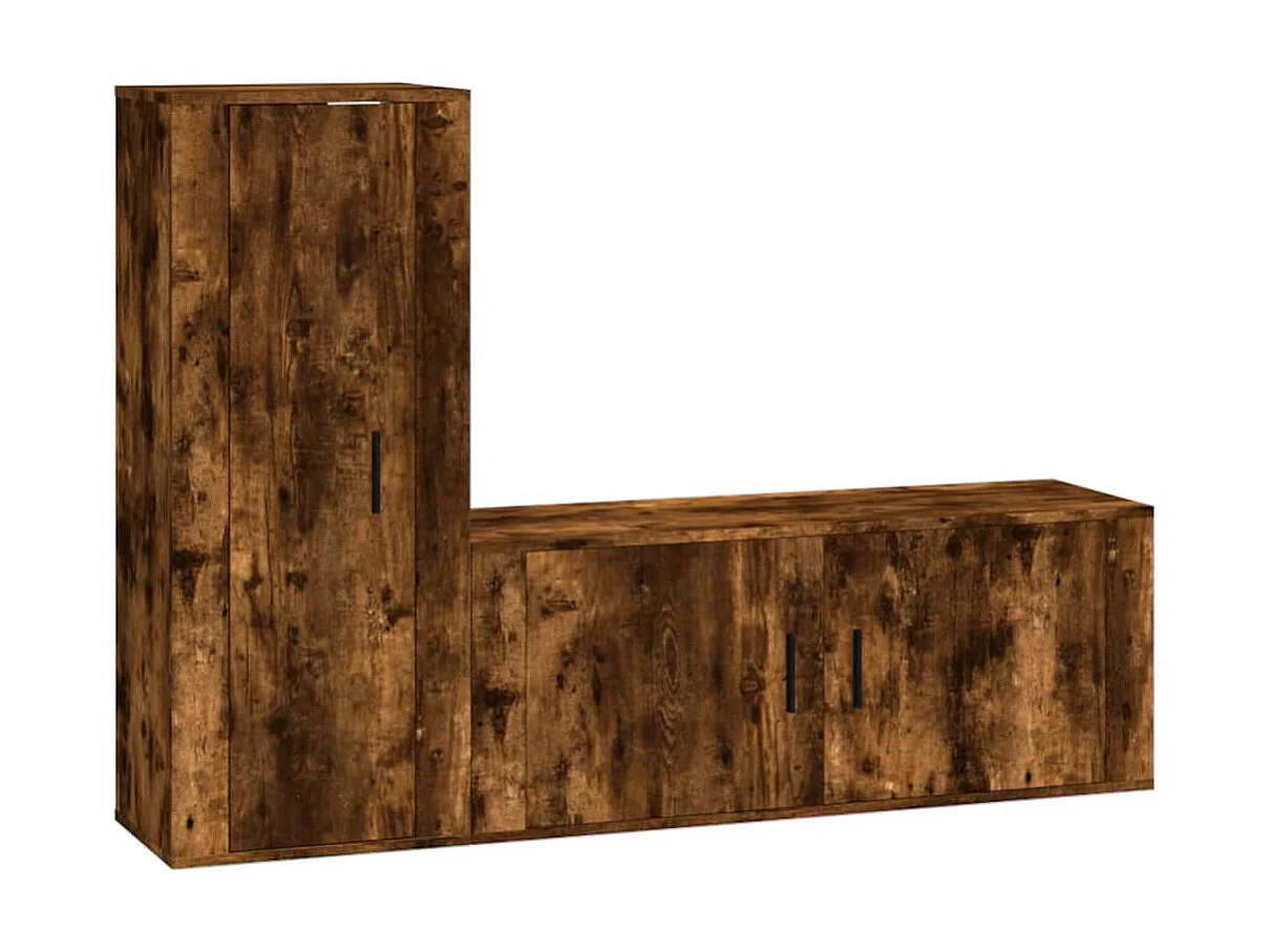 Ensemble de meubles TV 2 pcs Chêne fumé Bois d'ingénierie BE83252