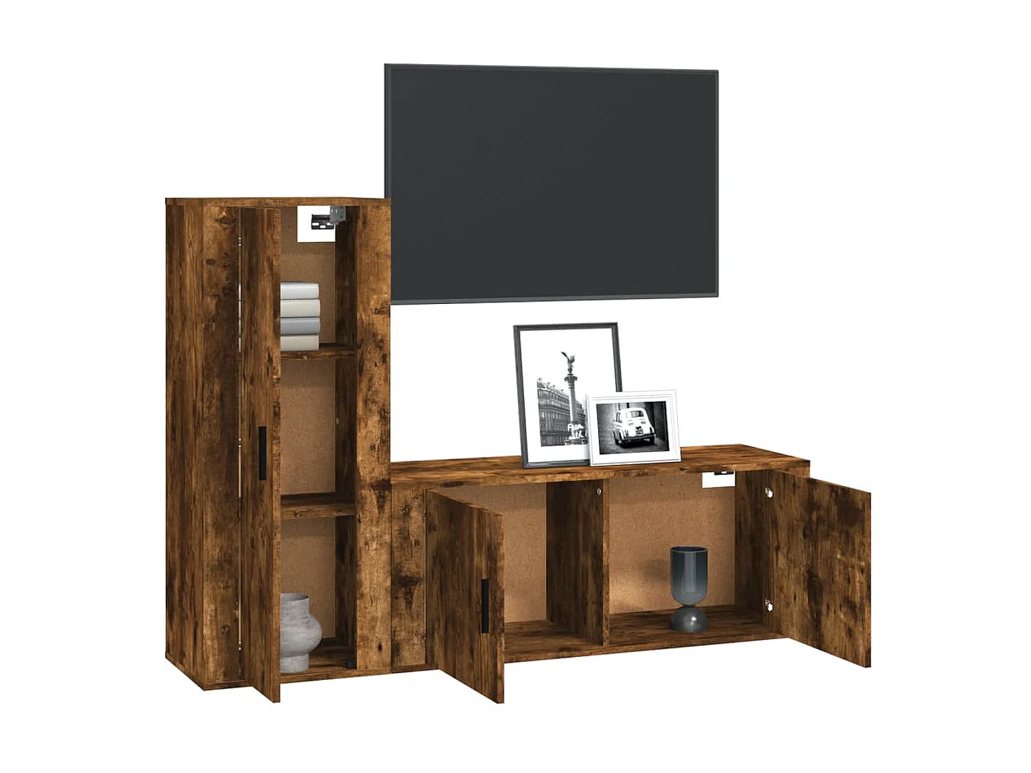 2-tlg. TV-Schrank-Set,TV-Möbel Räuchereiche Holzwerkstoff -gkd864078