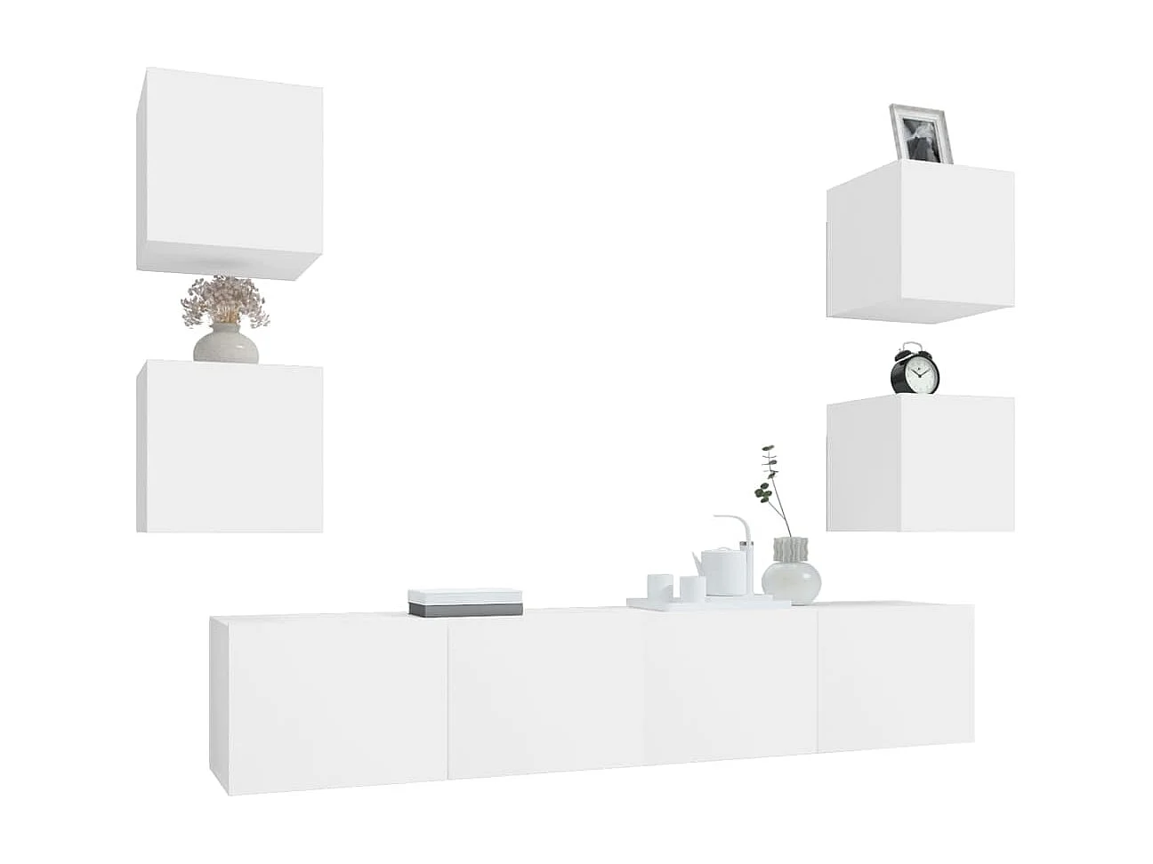 Set di Mobili Porta TV | Armadietti TV 6 pz Bianco in Legno Multistrato