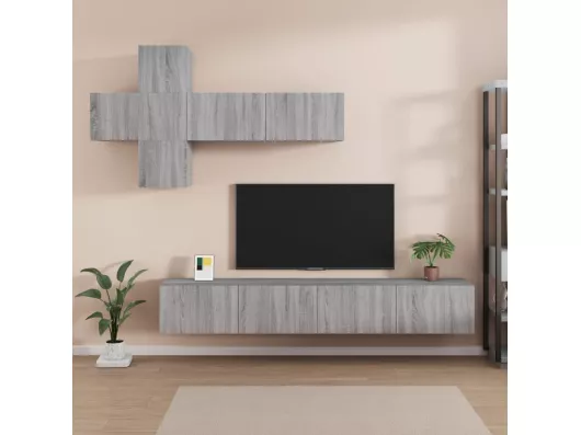 Kauf Unique 7-tlg. TV-Schrank-Set,TV-Möbel Grau Sonoma Holzwerkstoff -gkd457789