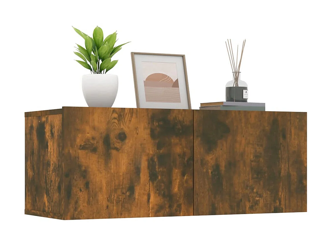 Meubles TV 2 pcs chêne fumé 80x30x30 cm bois d'ingénierie BE94555